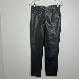 Aritzia Wilfred black vegan faux leather Melina straight leg pant 6